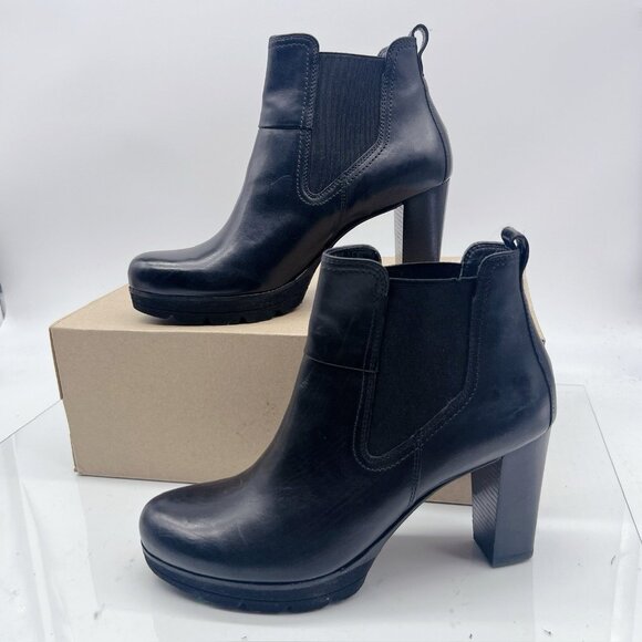 Paul Green Dallas Chelsea Bootie Boots Platform Heel Black Leather UK 5.5 US 8 - Picture 1 of 12